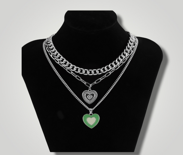 Dual Heart Silver Necklace