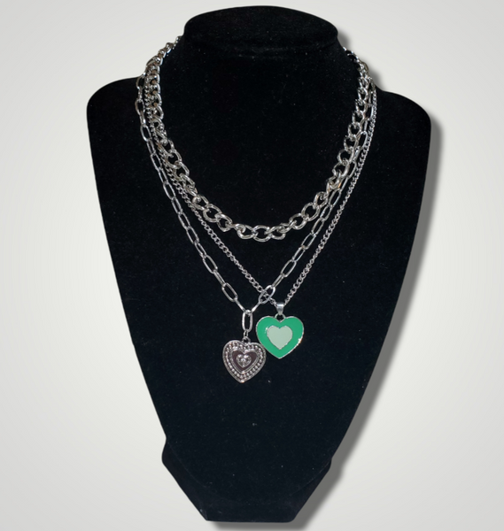 Dual Heart Silver Necklace